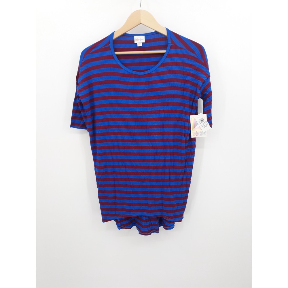 NWT LuLaRoe Irma royal blue/maroon stripes size XXS